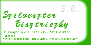 szilveszter bisztriczky business card